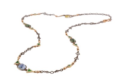 Lot 248 - A pair of multi-coloured sapphire and enamel necklaces, circa 1905