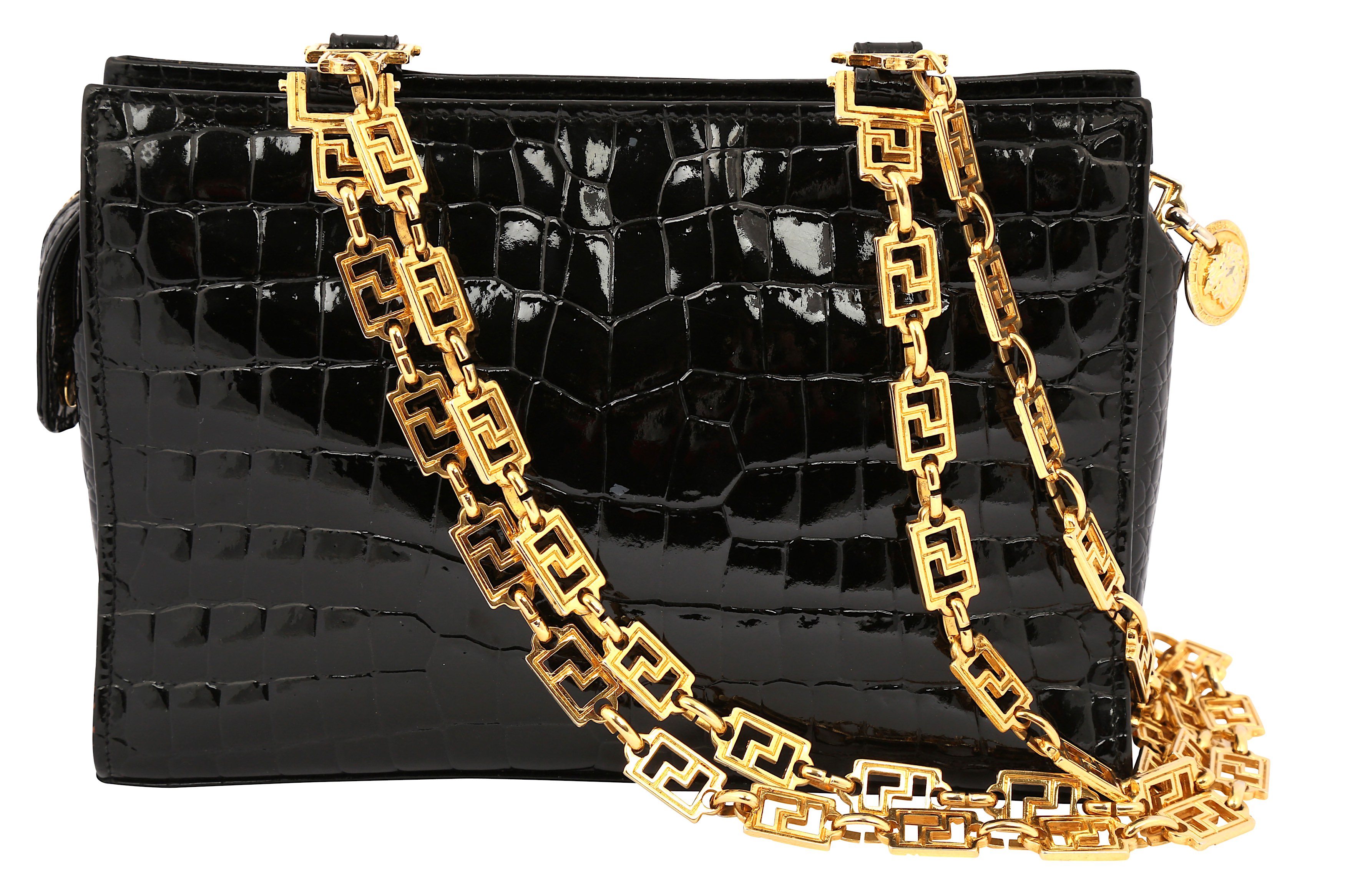 Sold at Auction: Gianni Versace Croc Embossed Shoulder Bag