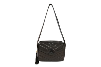 Lot 186 - Chanel Brown Chevron Shoulder Bag