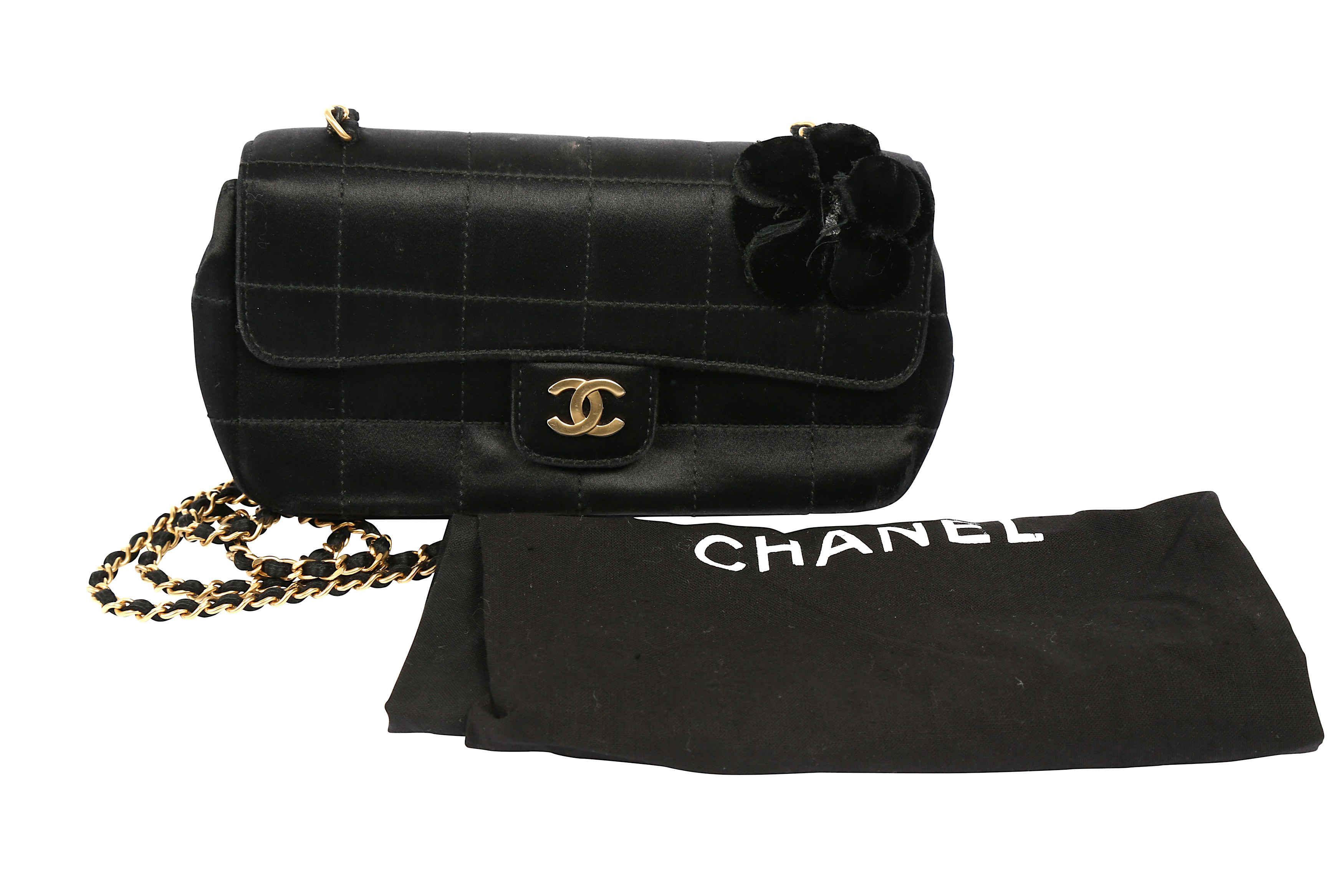Sold at Auction: A Chanel quilted black satin evening bag, 2000-2002