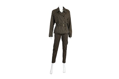 Lot 201 - Fendi Brown Zucca Trouser Suit - Size 44