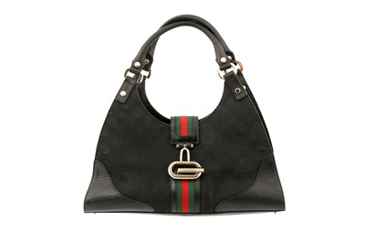 Lot 447 - Gucci Black Web Shoulder Bag