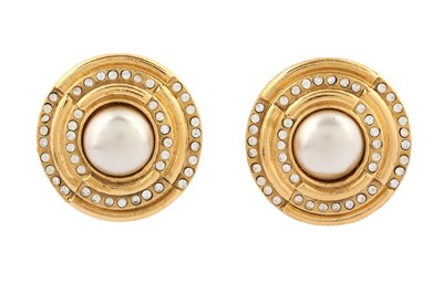 Lot 398 - Chanel Clip On Rhinestone and Pearl Earrings