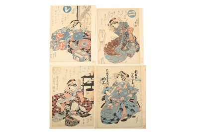 Lot 1082 - FOUR WOODBLOCK PRINTS BY KUNISADA AND EISEN.