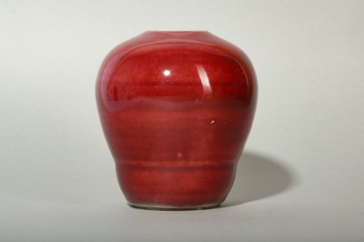 Lot 120 - A CHINESE COPPER RED-GLAZED JAR.