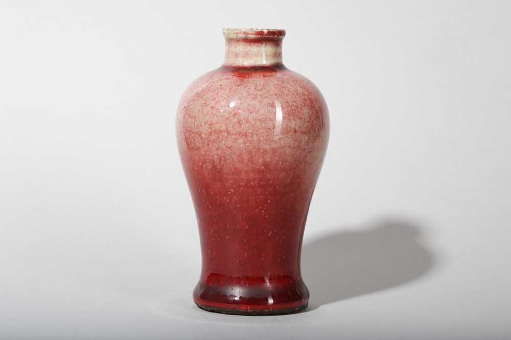 Lot 128 - A CHINESE COPPER RED-GLAZED VASE, MEIPING.