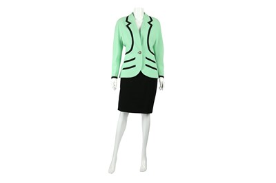 Lot 120 - Chanel Mint Green Boucle Skirt Suit - Size 38