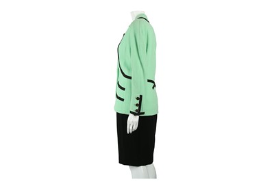 Lot 120 - Chanel Mint Green Boucle Skirt Suit - Size 38