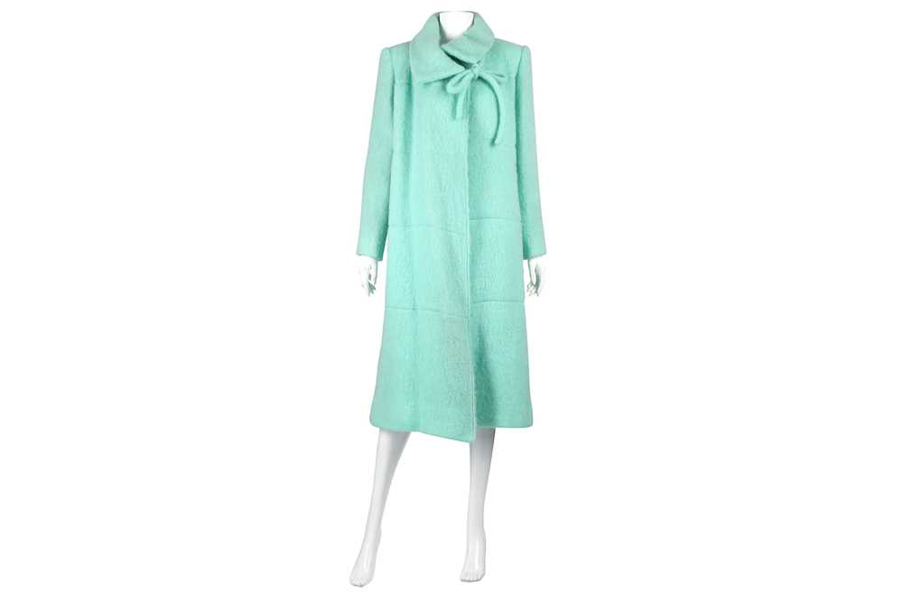 Lot 141 - Chanel Mint Green Long Coat - Size 10