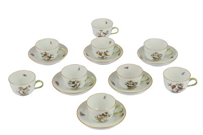 Lot 240 - A set of eight Herend porcelain coffee cups and saucers