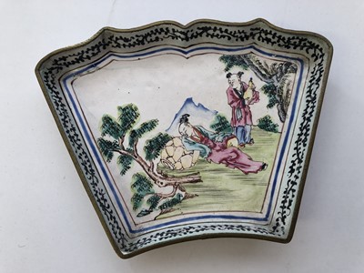Lot 248 - A CHINESE FAMILLE ROSE CANTON ENAMEL SUPPER SET.