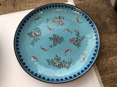 Lot 744 - THREE CHINESE FAMILLE ROSE CANTON ENAMEL PIECES.