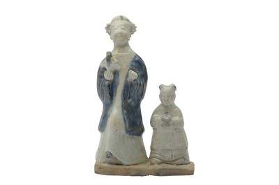 Lot 450 - A CHINESE BISCUIT FIGURE GROUP.