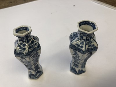 Lot 448 - A PAIR OF MINIATURE CHINESE BLUE AND WHITE VASES.