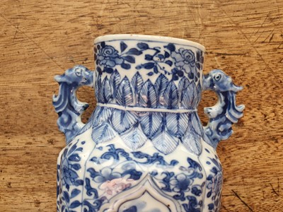 Lot 452 - A CHINESE BLUE AND WHITE VASE AND COVER.