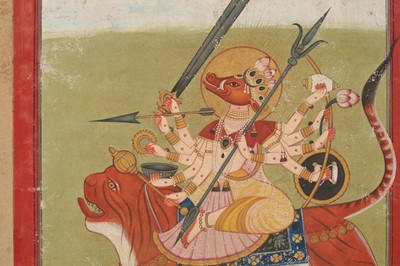Lot 327 - THE HINDU GODDESS DURGA SEATED ON HER MOUNT (VAHANA)