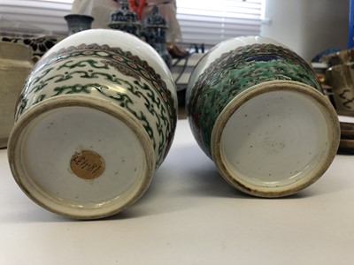 Lot 259 - A PAIR OF CHINESE FAMILLE VERTE JARS.