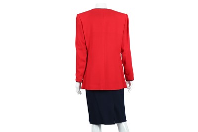 Lot 8 - Yves Saint Laurent Red and Navy Three Piece Skirt Suit - Size 42