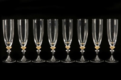 Lot 252 - A set of eight Murano Champagne flutes