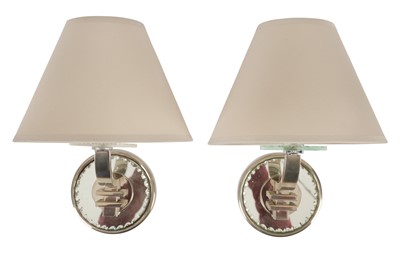 Lot 175 - FRANCE:A pair of Art Deco style French mirrored wall lights, 20th century