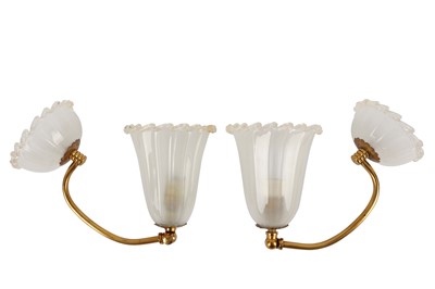 Lot 152 - MURANO, ITALY: A pair of Italian glass and gilt metal table or wall lights