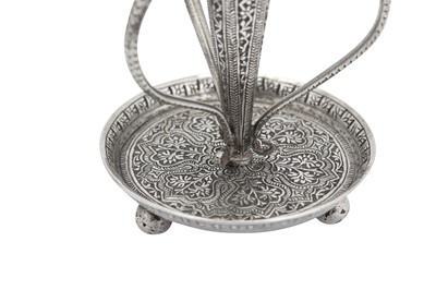 Lot 103 - A pair of late 19th century Anglo – Indian unmarked silver posy holder, Kashmir circa 1890