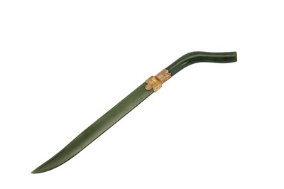 Lot 124 - An early 20th century 9 carat gold mounted nephrite letter opener, London circa 1910 by HH
