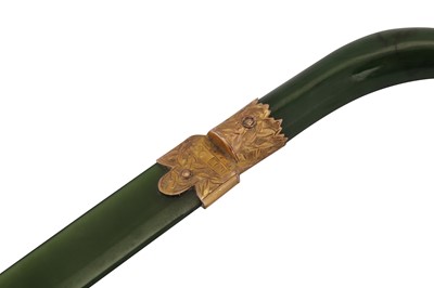 Lot 124 - An early 20th century 9 carat gold mounted nephrite letter opener, London circa 1910 by HH