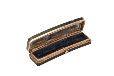Lot 89 - A George III early 19th century unmarked gold mounted tortoiseshell toothpick box, English circa 1820