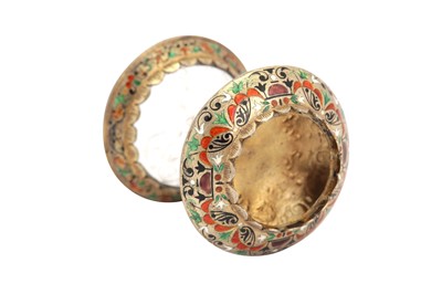 Lot 264 - A late 19th century Austrian 800 standard silver-gilt, champlevé enamel and crystal salt, Vienna circa 1880 by Hermann Ratzersdorfer (1845 - 1894)