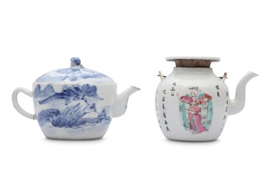 Lot 89 - TWO CHINESE TEAPOTS AND COVERS.