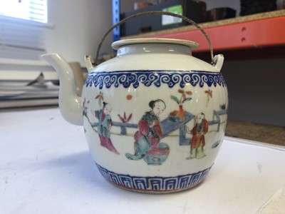 Lot 235 - A CHINESE FAMILLE ROSE TEAPOT AND COVER.