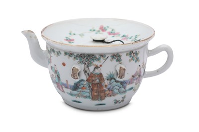 Lot 91 - A CHINESE FAMILLE ROSE 'LADIES AND BOYS' TEAPOT AND COVER.