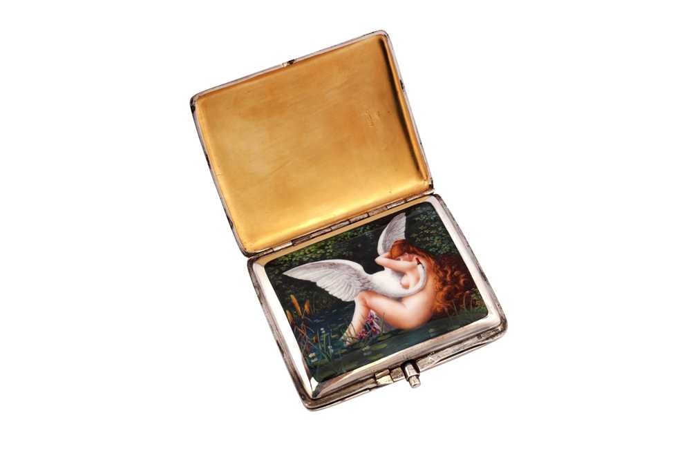 Lot 1040 - An early 20th century German sterling silver and enamel erotic concealed cigarette case