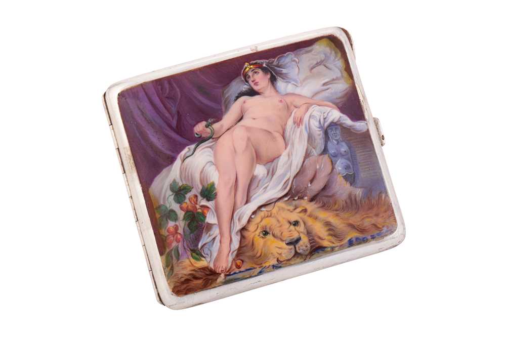Lot 1051 - An early 20th-century sterling silver and erotic enamel cigarette case, i
