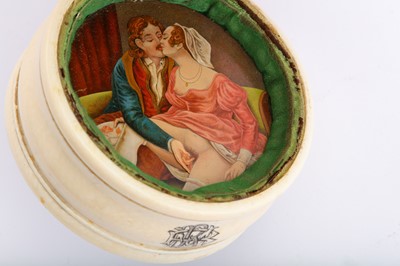 Lot 1014 - An unusual late 19th century clockwork erotic ivory pin cushion, circa 1880