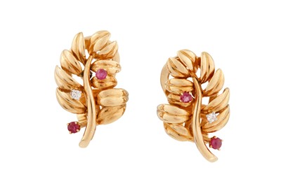 Lot 177 - A pair of earclips, by Boucheron, circa 1959