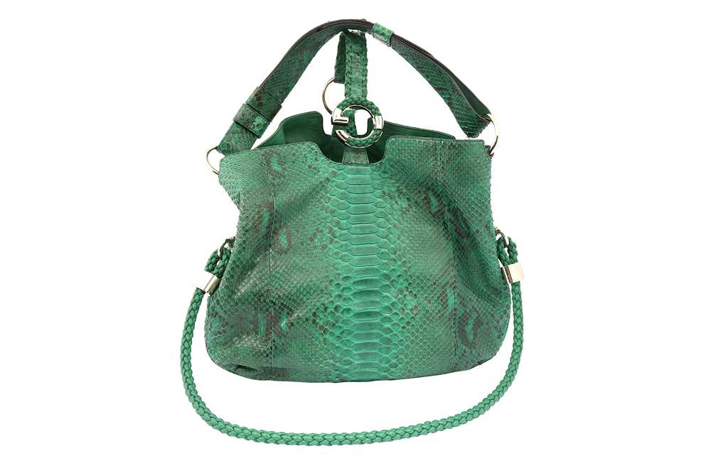 Lot 118 - Gucci Emerald Python Wave Bag