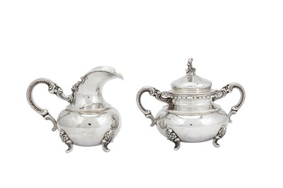 Lot 259 - A mid- 20th century German sterling silver four-piece tea and coffee service on tray, Schwäbisch Gmund circa 1960 by Gayer and Krauss (est. 1919)