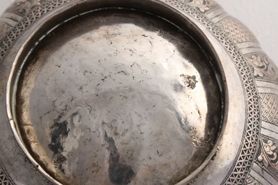 Lot 300 - A MALAY SILVER REPOUSSÉ LIDDED BOWL