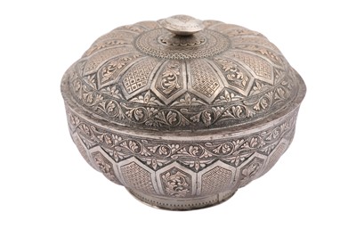 Lot 300 - A MALAY SILVER REPOUSSÉ LIDDED BOWL