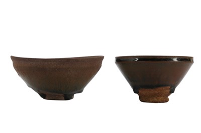 Lot 488 - TWO CHINESE JIAN WARE TEABOWLS.