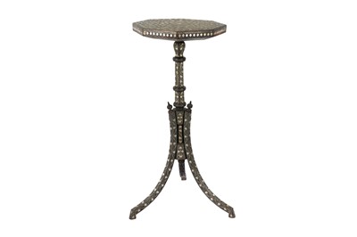 Lot 237 - AN OTTOMAN SILVER WIRE-INLAID WOODEN COFFEE TABLE