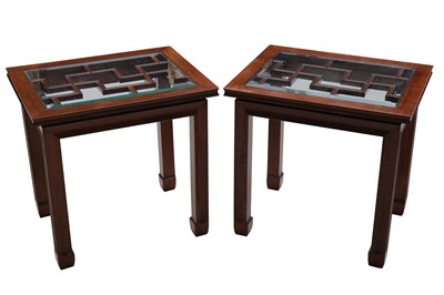 Lot 671 - A pair of late 20th Century Chinese hardwood occasional tables