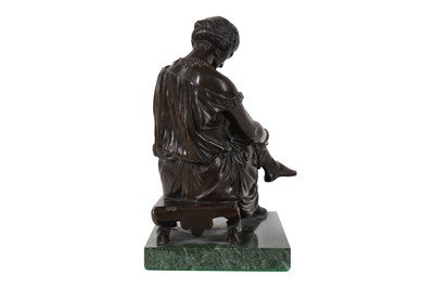Lot 53 - A LATE 19TH CENTURY BRONZE FIGURE OF A SEATED SAPPHO AFTER A MODEL BY JEAN-JACQUES PRADIER (FRENCH 1792-1852)