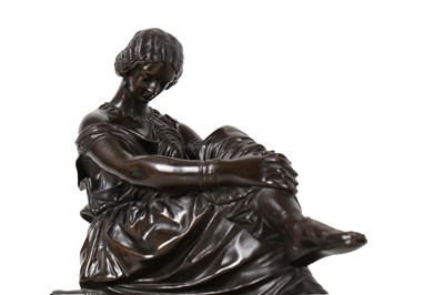 Lot 53 - A LATE 19TH CENTURY BRONZE FIGURE OF A SEATED SAPPHO AFTER A MODEL BY JEAN-JACQUES PRADIER (FRENCH 1792-1852)