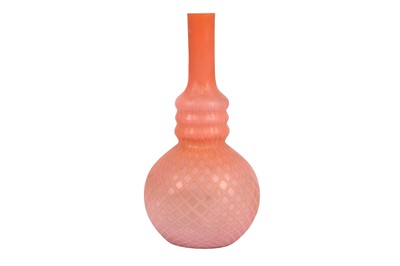 Lot 256 - A Victorian pink quilted satin cased glass vase by Thomas Webb of Stourbridge