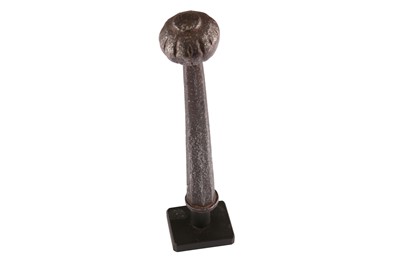 Lot 394 - A MINIATURE STEEL MACE HEAD WITH BRASS STUDS