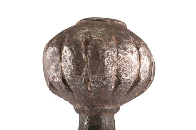 Lot 394 - A MINIATURE STEEL MACE HEAD WITH BRASS STUDS