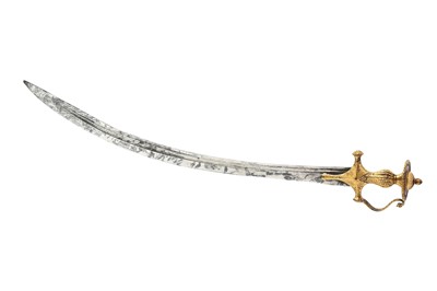 Lot 396 - A GOLD-DAMASCENED (KOFTGARI) STEEL TULWAR (SWORD)